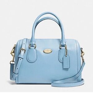 Coach F33329 Crossgrain Leather Mini Bennett Satchel Crossbody Pale Blue